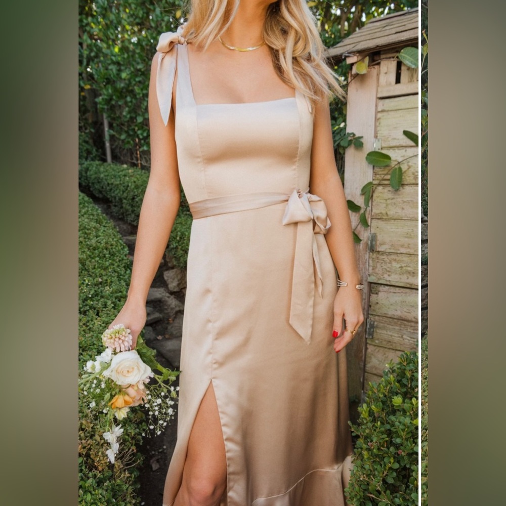 Show Me Your MuMu Claire Midi Dress Champaign Luxe
